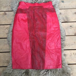Vintage Rumors n' Gossyp 1980s red leather pencil skirt w/pockets - size S/M
